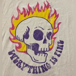 New Brisco Large Mens Flame Skull Grunge Goth Streetwear Edgy Short Sleeve